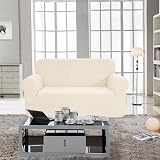 SAMSTEX 2 Seater Sofa Cover Beige 1-Piece Stretch Knit 57-70in view 2