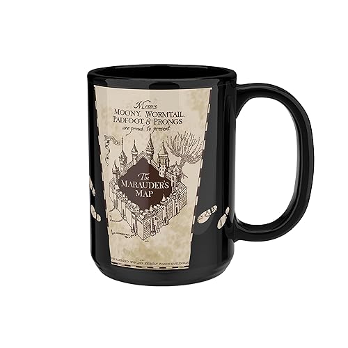 Zak Designs Harry Potter Unique Color Change Ceramic Coffee Mug for Hot Drinks, Collectible Keepsake (15 oz, Marauder's Map)