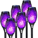 LNRYY Purple Flame Solar Halloween Lights for Halloween Decorations Outdoor | Flickering Halloween Lights Outdoor for Halloween Yard Decorations, Waterproof LED Torch Lights for Garden Halloween Decor