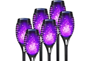 LNRYY Purple Solar Halloween Lights for Halloween Decorations Outdoor, Solar Torch Lights Flickering Flame for Yard Decorations Outdoor, Waterproof LED Torch Light for Garden Pathway Party Outside Decor