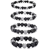 RANKEEF Tiger Eye Bracelet For Men 8MM Natural Stone Stretch Adjustable Black Crystal Beaded Bracelet for Men Women Gifts