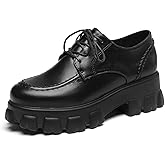 KOKOMOMO Womens Platform Oxford Shoes Chunky Platform Loafers Goth Buckle Shoes
