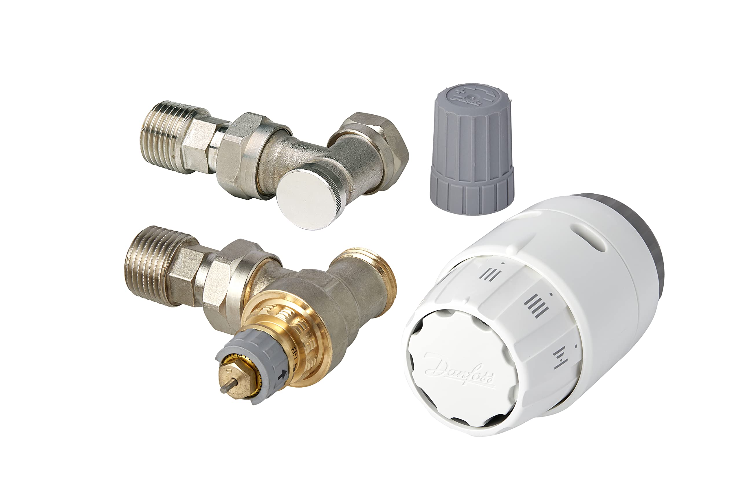 Danfoss 013G6006 RAS-C2 Combi TRV with LOCKSHIELD Valve 10mm for Two-Pipe Domestic Heating Systems - Flow Selectable, High Accurate Temperature Control - Bi-Directional Valve (White)