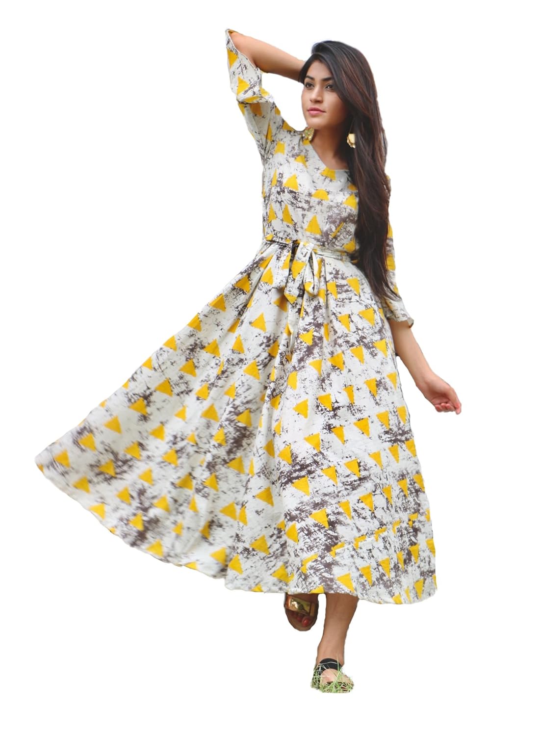 royal export women's rayon cotton printed party dress