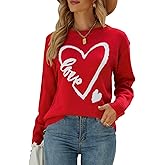 Alsol Lamesa Women's Cute Heart Sweater Long Sleeve Crewneck Pullover Ribbed Knit Casual Sweaters