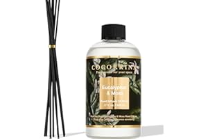 Cocorrína Reed Diffuser Refill Eucalyptus & Moss 17oz (500ml) with 8 Rattan Sticks - Premium Long-Lasting Essential Oil, Home Fragrance for Bedroom, Bathroom Home Decor