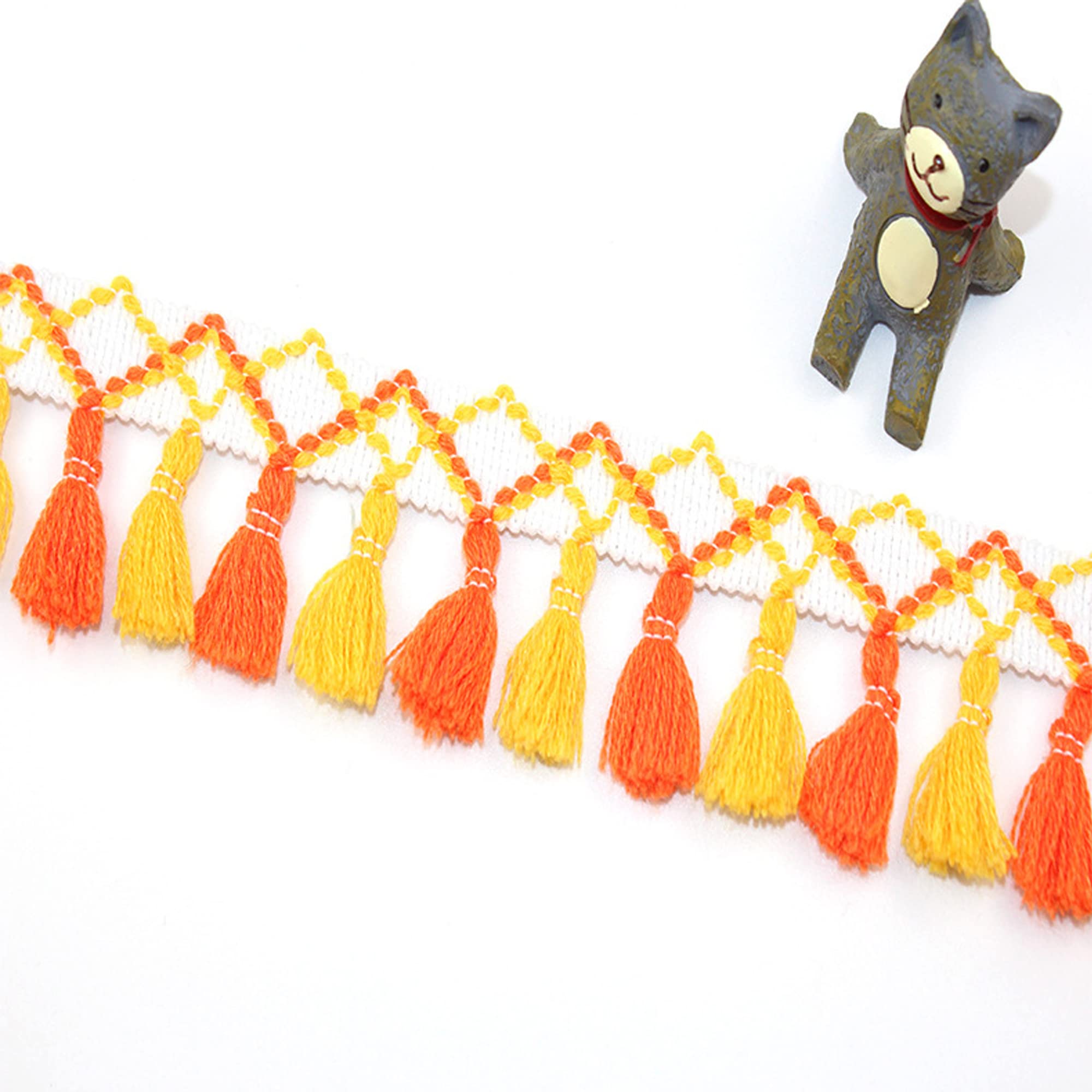 HAOBIN Tassel Trim Tassels Fringe 4.5 Metre Bobble Trim Lace Trim Pom Pom Border Lace Ribbon Pompom Border Fringe Ribbon Decorative Border Sewing Craft Clothing DIY Sewing Accessories Decoration (A)