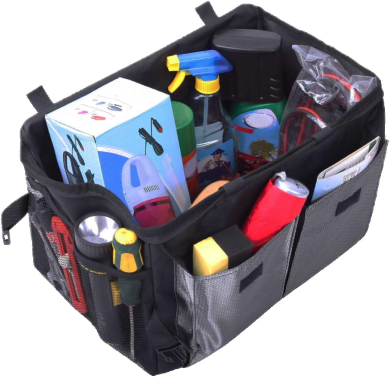 Auto Trunk Organizer for Car, SUV, Truck - Compact Storage Compartments for Toys, Magazines, Books, Tissue Boxes - Collapsible Cargo Storage (1P)