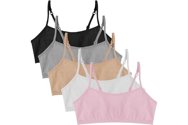 Popular Cotton Girls Training Bra - Crop Cami Training Bras for Girls with Adjustable Straps. Cotton Bra Pack.