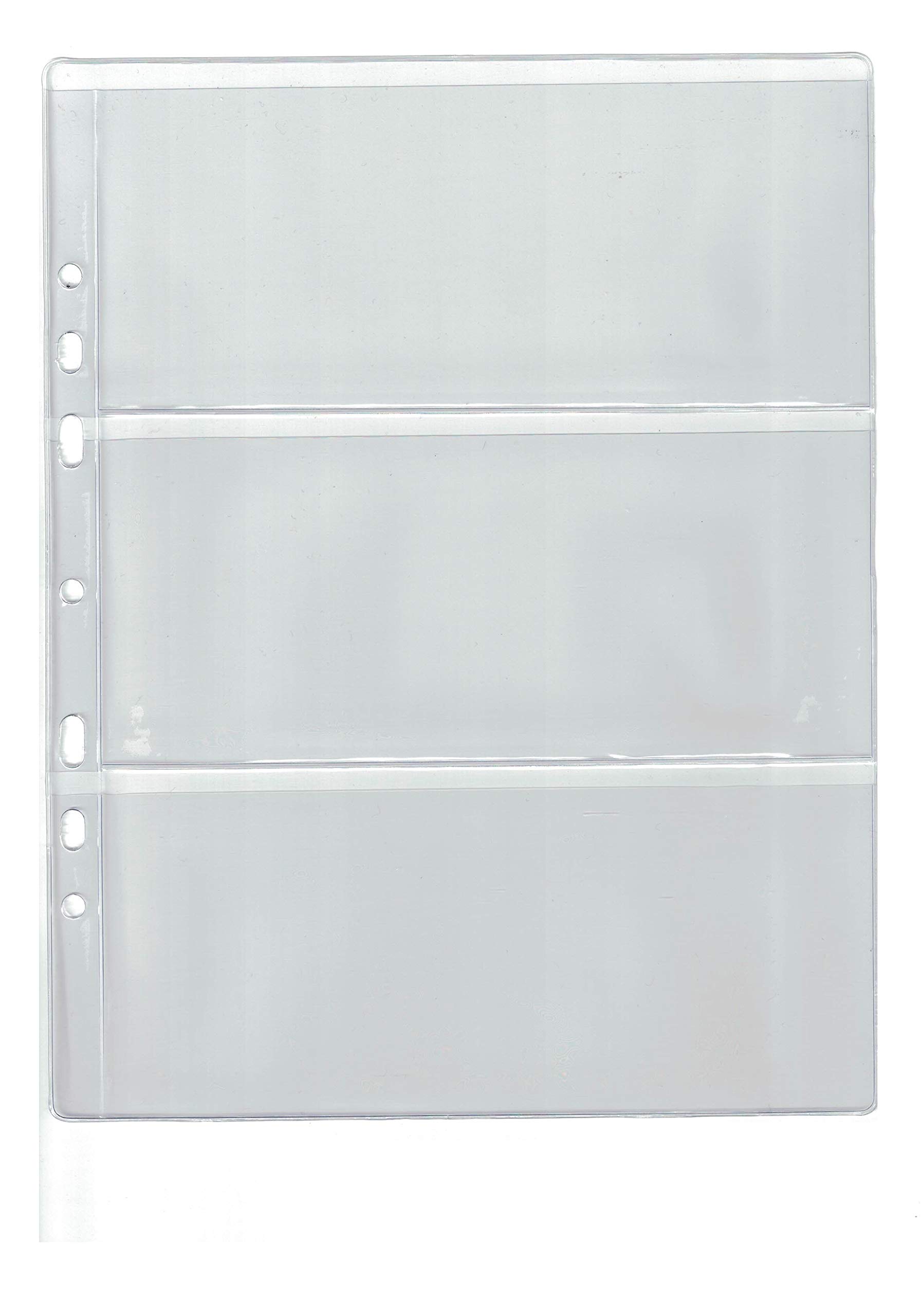 COLLECTOR 10 Pages for banknote album - Type 3 - for three notes, Folder Extra Refill Sheets Inserts or other brand banknotes album