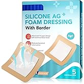 Silicone Foam Dressing, Wound Dressing Pads Various - 5 Packs for Protection from Infection, Hypoallergenic, Breathable, Absorbent for Cuts, Grazes, Ulcers, Sores -10cm x 10cm