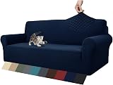 MAXIJIN Jacquard Extra Large Sofa Cover 4 Seater Navy Blue Non Slip