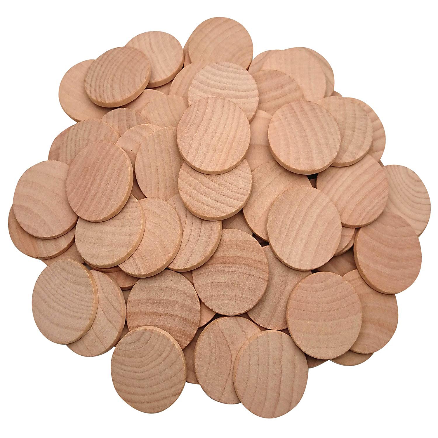 Sanmum 200pcs Natural Wood Slices Unfinished Round Discs Wooden Circles Ready to Be Painted and Decorated(30mm/1.2inch Flat Edge) — image 1