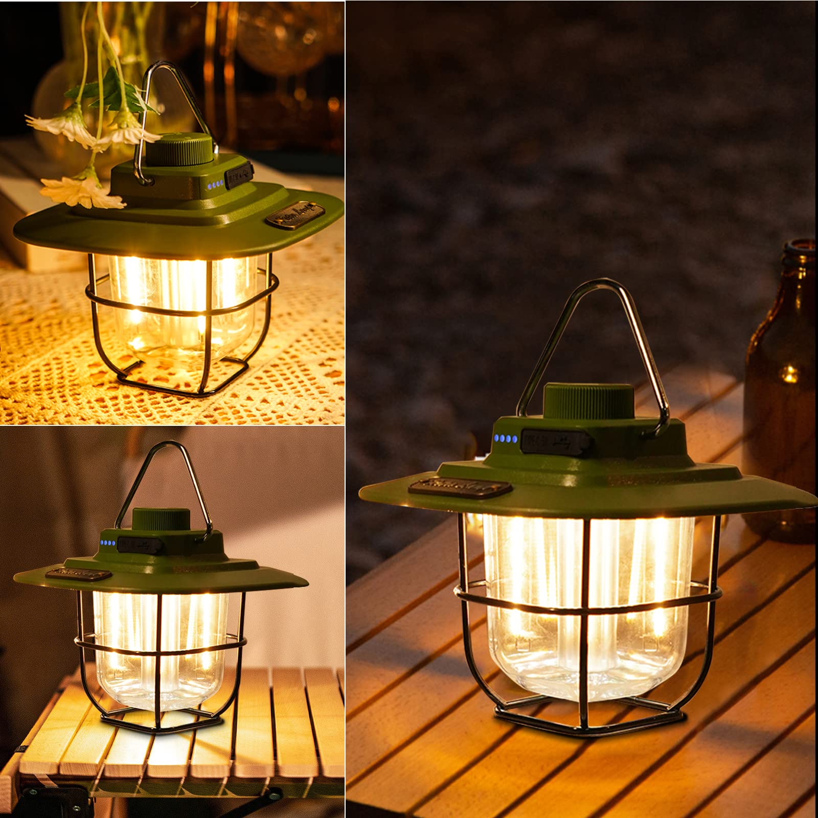 LED Campinglampe Aufladbar Dimmbar Vintage Wasserdicht Campinglaterne Akku Campingleuchte Laterne Campinglicht für Camping Wandern Notfall Angeln Stromausfällen 4