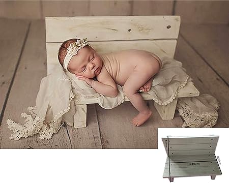 Amazon Bespeture ニューボーンフォト 新生児 撮影 道具 ベビー Mini 木製 ベンチ ベッド 写真 道具 赤ちゃん 家居の飾り いす 座席 ホワイトの木製ベンチ ベッド 撮影用小道具 通販