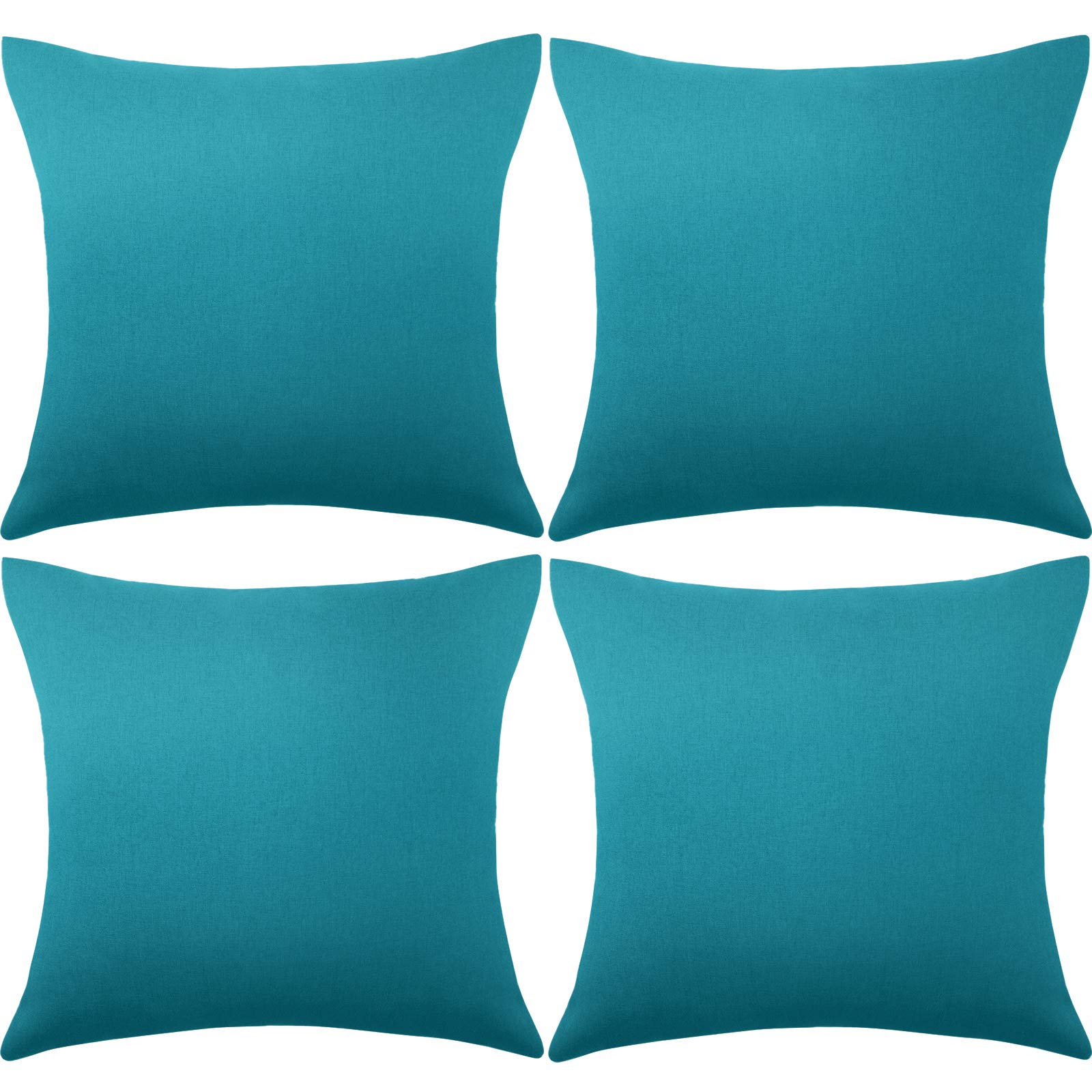 Photo 1 of 4 Pack Decorative Outdoor Waterproof Throw Pillow Covers, Square Patio Balcony Garden Waterproof Cushion Case, PU Coating Pillow Shell for Couch, Bed, Patio, Sofa, Tent,18 x 18 Inch (Blue-Green)