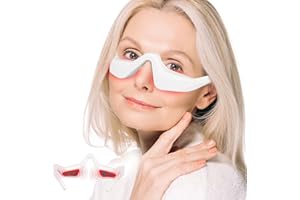 Red Light Under Eye Glasses, Microcurrent Eye Massager with Contour Fit, Hands-Free Under Eye Device to Reduce Dark Circles, 