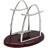 Newton's Cradle,izBuy Stylish Metal Craft Classic Balance Balls Psychology Puzzle Desk Toy,Fun Accessory,7 inch,5 Steel Ball System,Plastic Base,Silver Brown