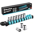DURATECH 3/8" Drive Socket Set, Metric Socket Set 10PCS, Mechanic Metric Socket Sets with Storage Rack, 6-Point Shallow Socket Set, 8mm, 10mm, 11mm, 12mm, 13mm, 14mm, 15mm, 16mm, 17mm, 19mm