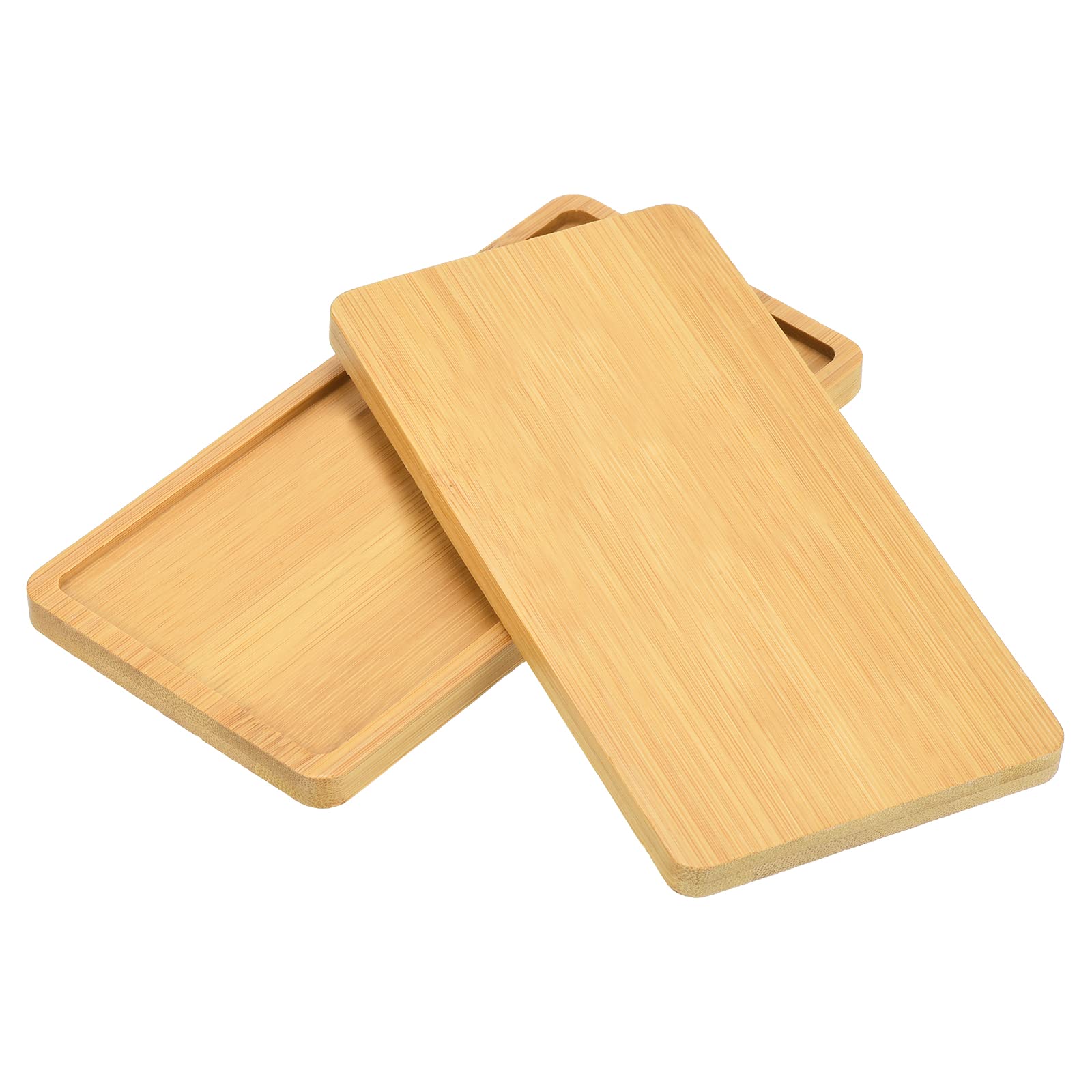 PATIKIL Plant Pot Saucer 7x3.5 Inch, 2 Pack Bamboo Rectangular Flower Drip Tray for Home Indoor