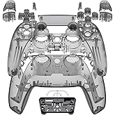eXtremeRate Full Set Shell with Buttons Touchpad Cover, Clear Black Custom Replacement Decorative Trim Shell Front Back Plates Compatible with p s 5 Controller BDM-030 BDM-040 BDM-050