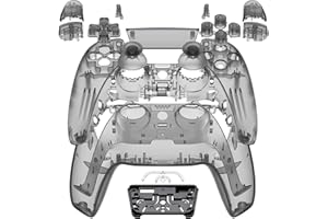 eXtremeRate Full Set Shell with Buttons Touchpad Cover, Clear Black Custom Replacement Decorative Trim Shell Front Back Plates Compatible with p s 5 Controller BDM-030 BDM-040 BDM-050
