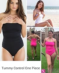 Holipick Women Black One Piece Swimsuits Tummy