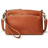 S-ZONE Small Genuine Leather Crossbody Bags for Women Purse and Handbag Wristlet