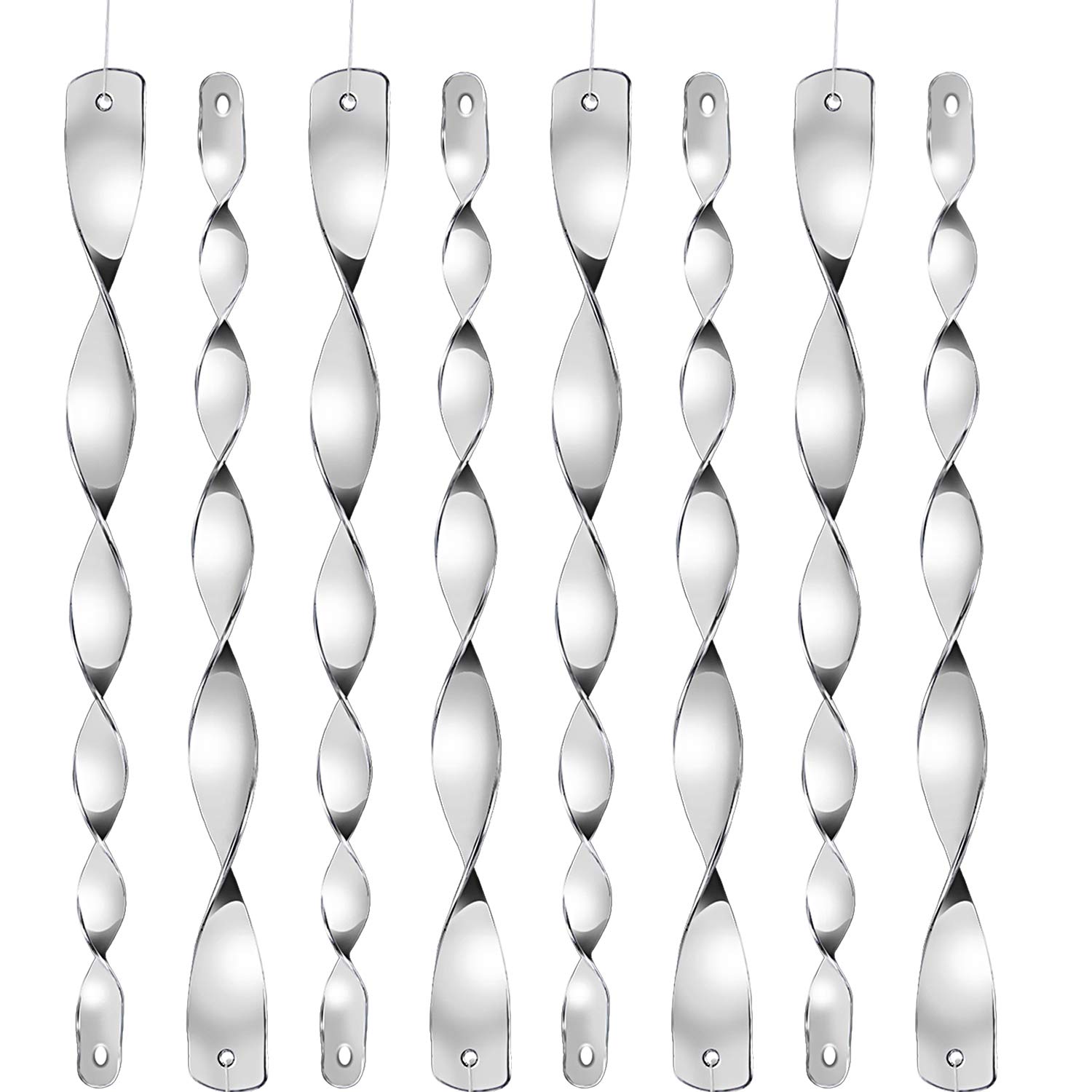 Hestya 15 Pack Bird Repellent Wind Twisting Reflective Scare Rods 12 Inch Effective and Attractive Hanging Bird Repellents