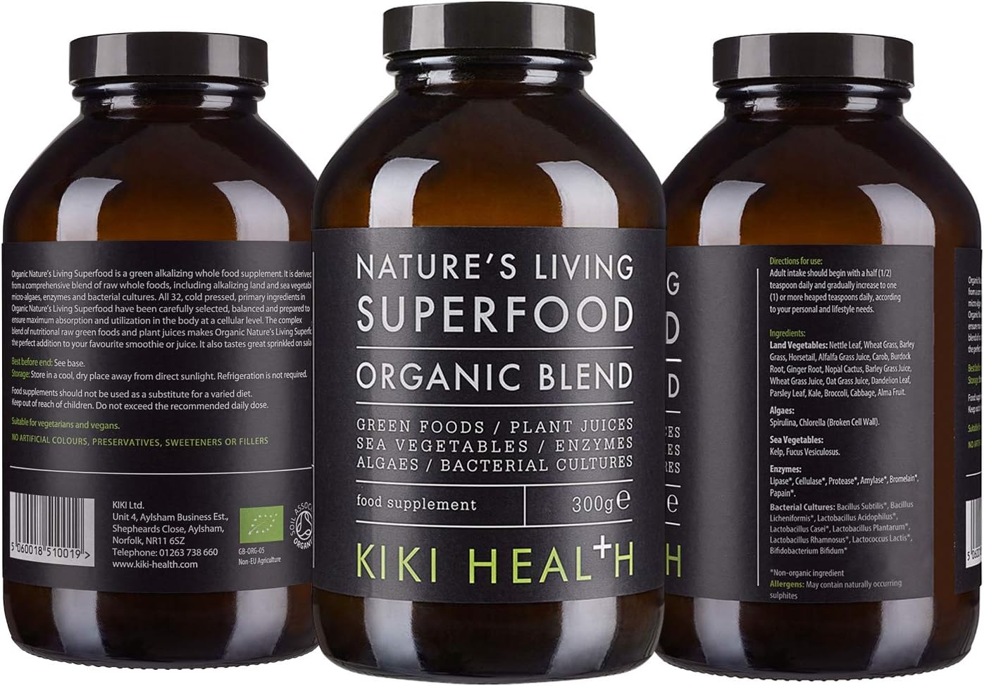 KIKI Health Organic Nature's Living Superfood Powder, Green, 300 g (Pack of 1) - Image 3