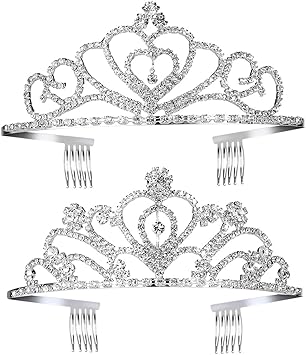 Frcolor Princesse Tiara Couronne Avec Peigne De Mariage Partie Enfants Fleur Fille Coeur Forme Couronne Pour Enfants Bebe Fete D Anniversaire Decorations 2 Pack Amazon Fr Beaute Et Parfum