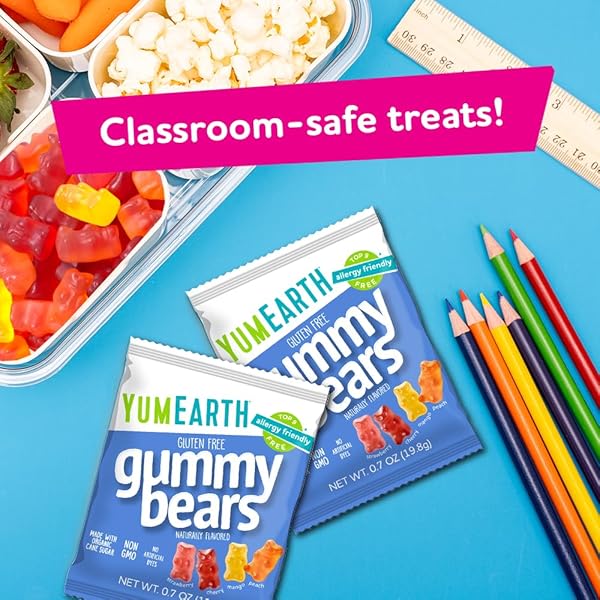 YUMEARTH ORGANIC FRUIT FLAVORED GUMMY BEARS, 10- .7OZ. SNACK PACKS, ALLERGY FRIENDLY, GLUTEN FREE, NON-GMO, DYE FREE