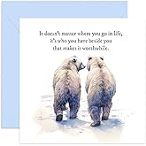 Old English Co. Wedding Anniversary Card for Wife - 'Who You Have Beside You' - Romantic Bear Card for Wife Girlfriend, Boyfriend, Husband - Sweet Quote For Couple | Blank Inside Envelope