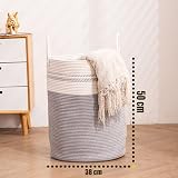 YOUDENOVA Cotton Rope Basket Large 58L 50cm x 38cm Grey with Handles view 6