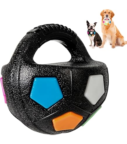 Durable TPR Ball-in-Bottle Dog Toy For Aggressive Chewers - Squeaker Football For Medium/Large Breeds