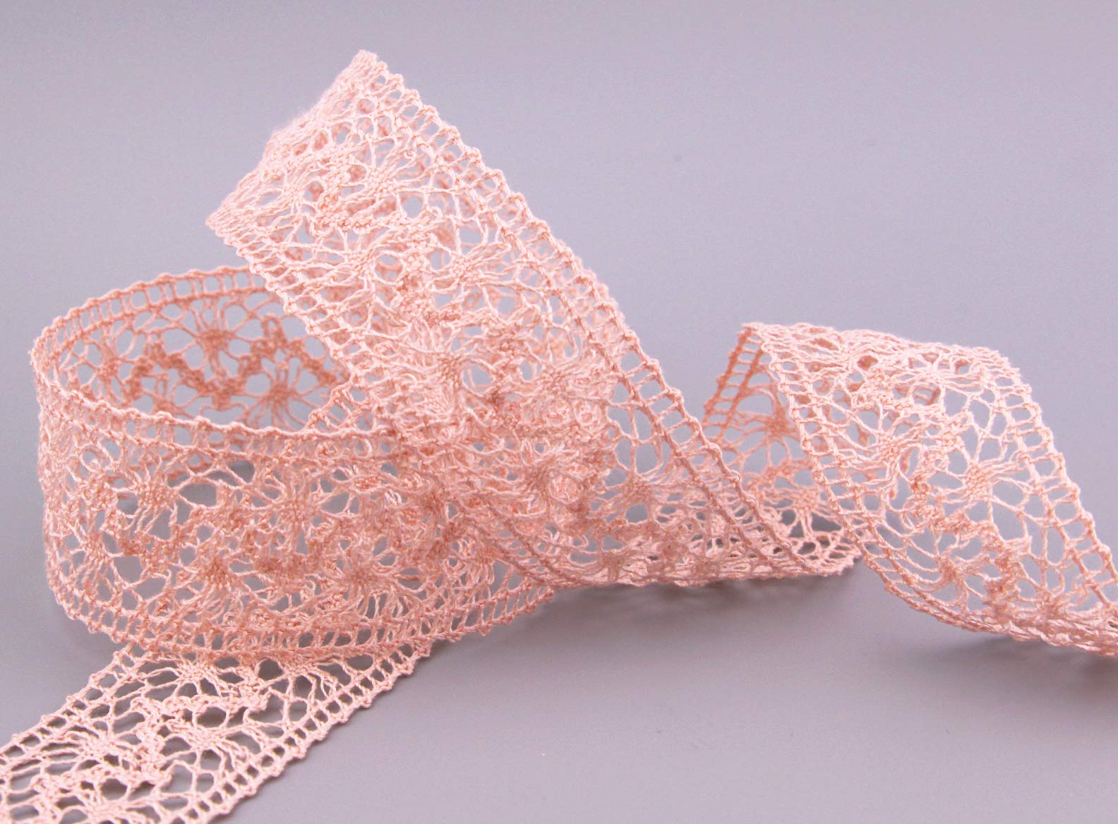 finemark Emma Apricot 15 m x 38 mm Lace Ribbon Sold by The Metre Lace Crochet Ribbon Cotton Blend Natural Look Decorative Ribbon Crochet Lace Trim