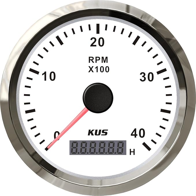 KUS Tachometer With Hour Meter 04000RPM For Diesel Engine 85MM 12V/24V