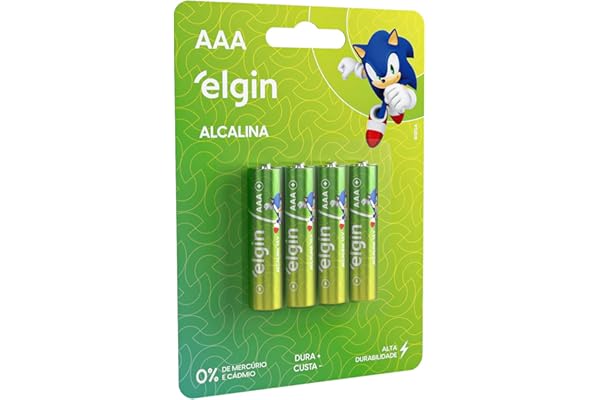 Pilha Alcalina, Elgin, Palito AAA, Blister com 4