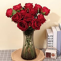 Cloudecor 15Pcs Artificial Roses Velet Real Touch