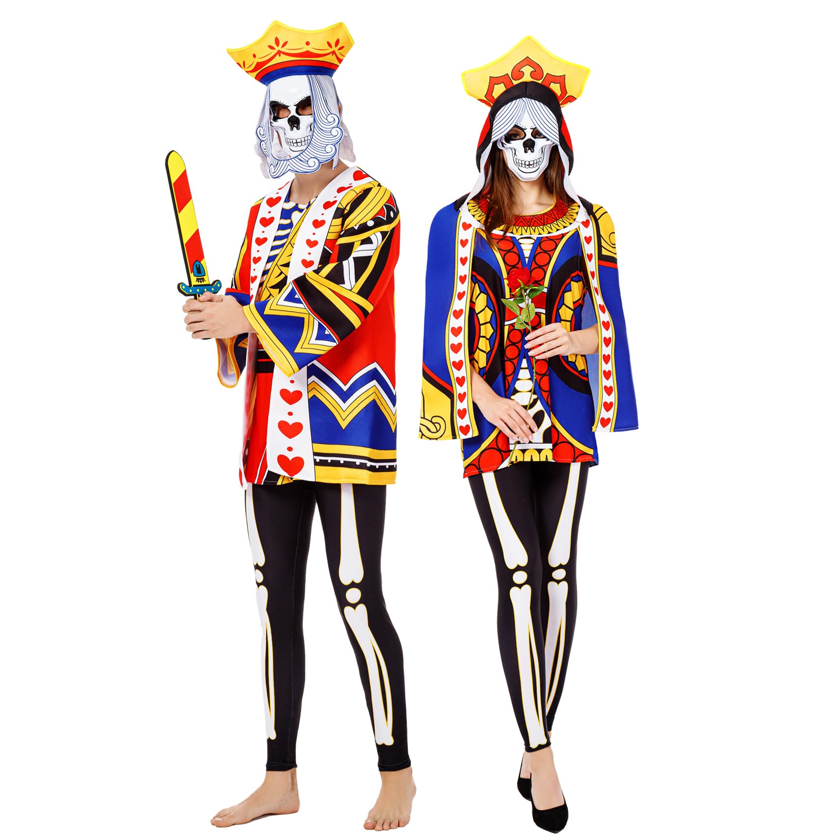 Photo 1 of BAYLAY Halloween Couple Costumes for Adults - Queen Costume XL Size Costume Adults Couple Halloween Costumes with Skull Mask Couple Costumes for Adults