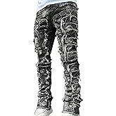 Stacked Jeans Men Skinny Ripped Jeans Slim Fit Patchwork Denim Pants Y2K Goth Harajuku Emo Hip Hop Jeans Trouser