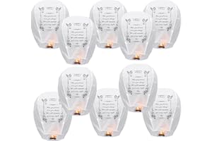 NULUPHU 10 Pack Chinese Lanterns Memorial, Paper Lanterns Wishing Lanterns for Funeral Supply, Celebrations of Life