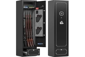 XYVALY 6 Gun Safe Long Gun Safes for Rifles and Pistols Gun Cabinet Gun Safes for Rifles Sturdy Anti-Theft Rifle Safe for Home Racks Drawer and Removable Shelf