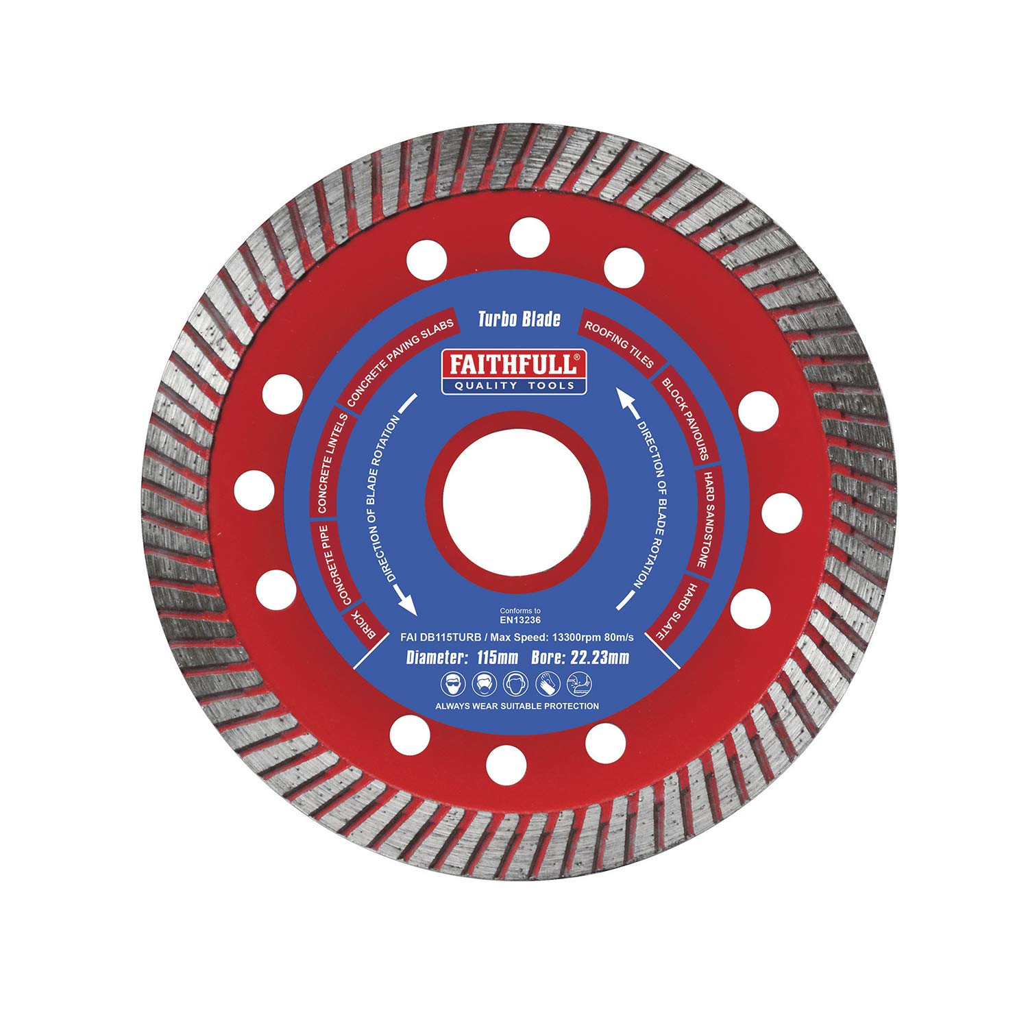 Faithfull DB115TURB 115 x 22 mm Turbo Cut Diamond Blade