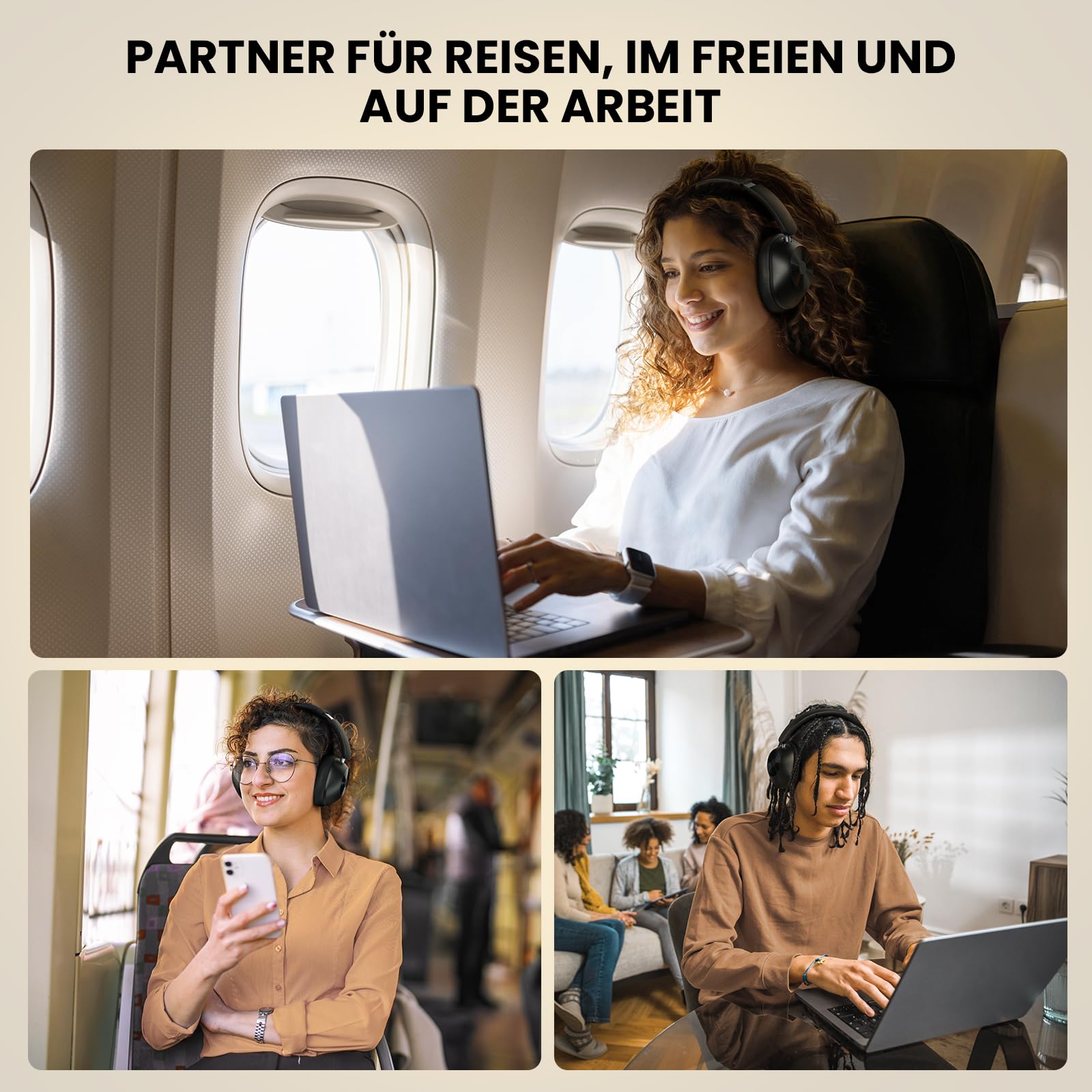 OneOdio A5 Over Ear Kopfhörer Kabellos Bluetooth, Hybrid Aktive Noise Cancelling, Hi-Res LDAC Audio, 75 Std. Akku, Bluetooth 5.4, klare Anrufe, Spielemodus, Schnellladung für PC Reisen Zuhause Büro 7
