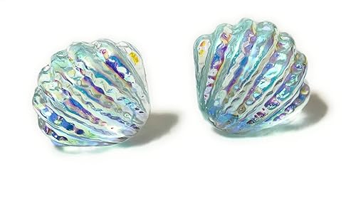 Hypoallergenic Holographic Sea Shell Stud Earrings on Plastic