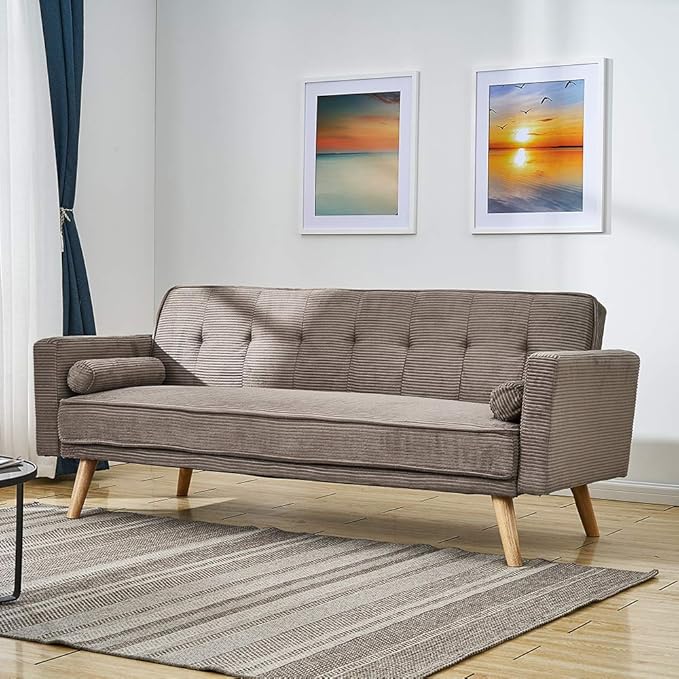 Panana Modern 3 Seater Sofa Bed Jumbo Cord Fabric Sofa Couch Settee