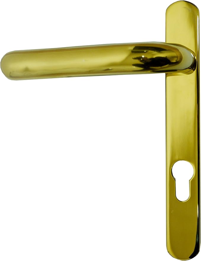 Coastal Front Door Handle Polished Gold 219mm Short Backplate Door