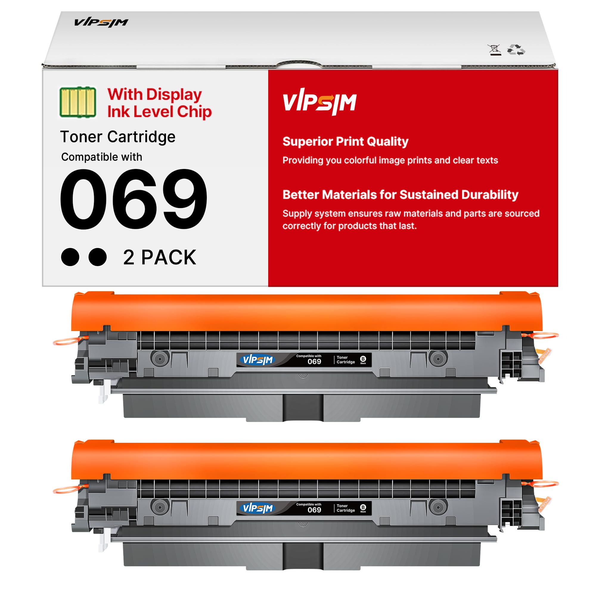 069 Black Toner Cartridge Set (with Chip) - MF753Cdw Toner Replacement for Canon 069 Toner Cartridge Set 069H Works for Canon Color ImageCLASS Mf753cdw MF751Cdw MF752Cdw LBP674Cdw MF752Cdw, 2 Pack Image