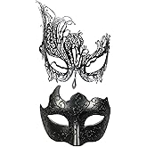 Yimianshou Masquerade Mask for Couple Mardi Gras Venetian Party Mask Set Halloween Costume Accessory
